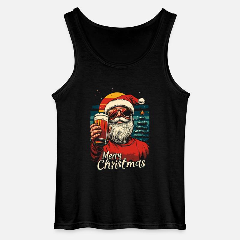 Weihnachtsmann mit Bier - Gildan Männer Tank Top - Schwarz