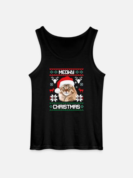 Meowy Natale Gatto Maine Coon Merry Xmas - Canotta da uomo Gildan - nero