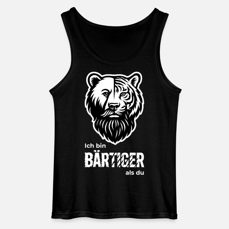 BEARDED Bear & Tiger Beard Pun - Gildan Men’s Tank Top - black