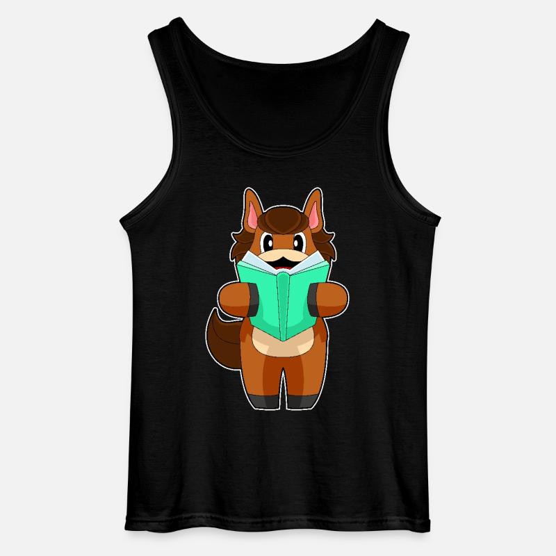 Pferd Buch - Gildan Männer Tank Top - Schwarz