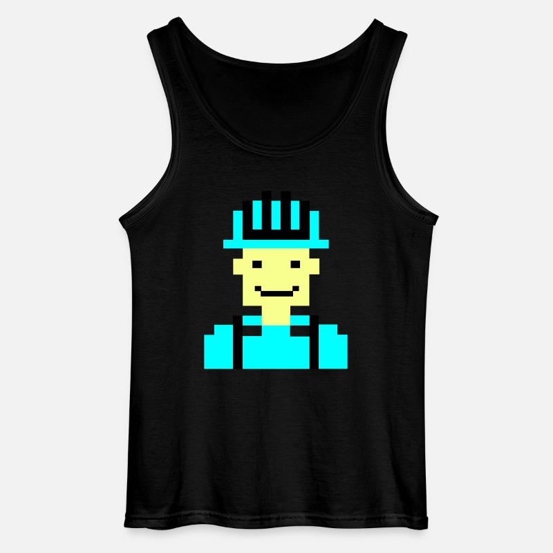 Construction Worker Pixel 01 - Gildan Men’s Tank Top - black