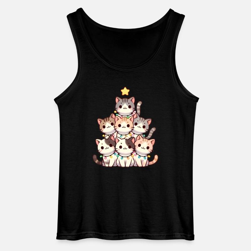 Weihnachtskratzbaum mit Lichtern - Gildan Männer Tank Top - Schwarz