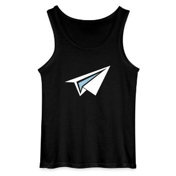 Paper airplane plane - Gildan Men’s Tank Top - black - Front - AI Model Male 185 dark (185cm)
