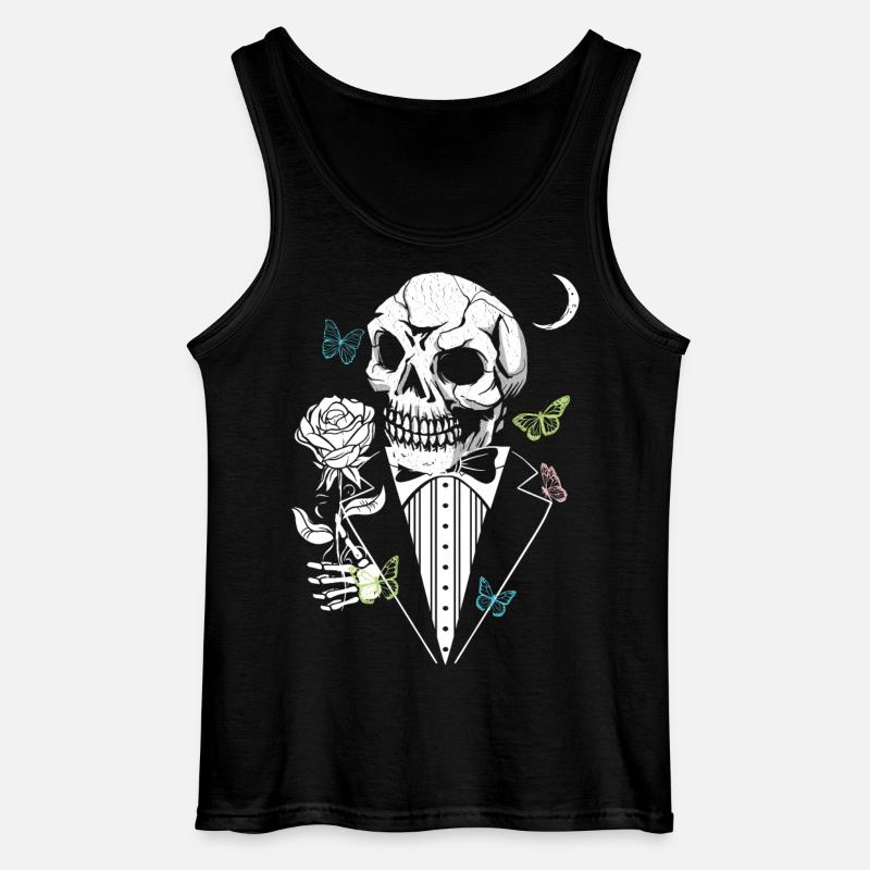 Gentelman Skull mit Rose - Gildan Männer Tank Top - Schwarz