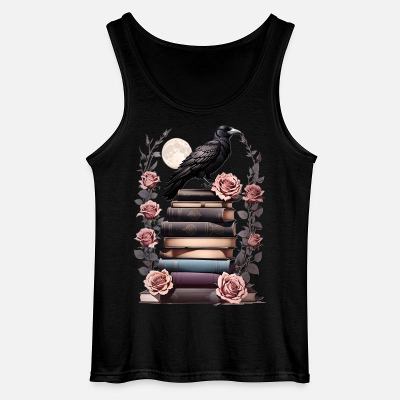 Bücherstapel mit Rabe - Gildan Männer Tank Top - Schwarz