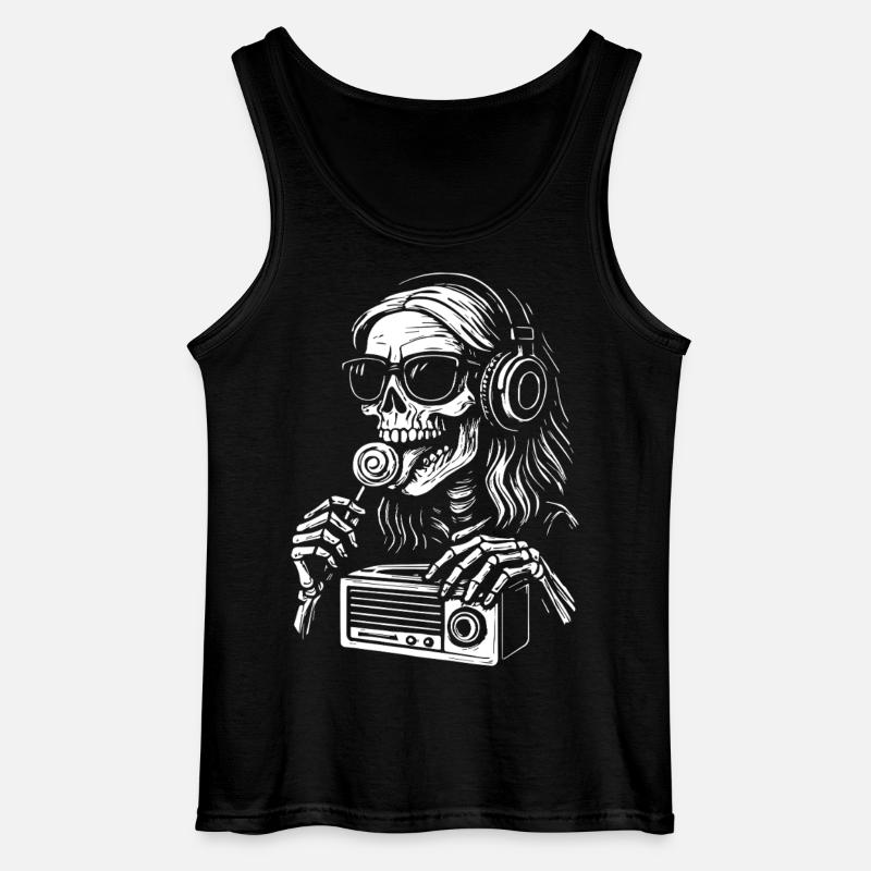 Skelett DJ mit Kopfhörern - Gildan Männer Tank Top - Schwarz