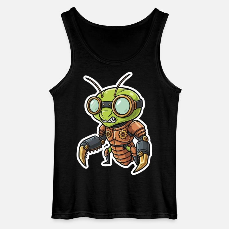 Praying Mantis Steampunk Copper Armor - Gildan Men’s Tank Top - black