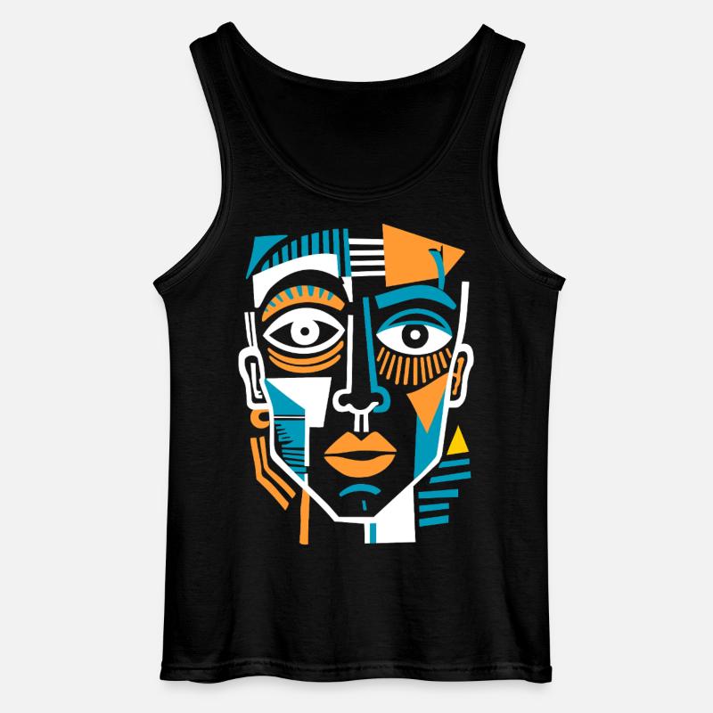 Buntes kubistisches Gesicht - Gildan Männer Tank Top - Schwarz