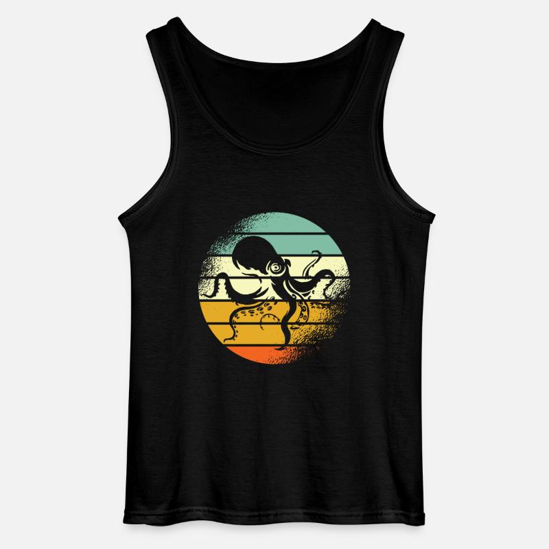 Squid Retro Octopus - Gildan Men’s Tank Top - black