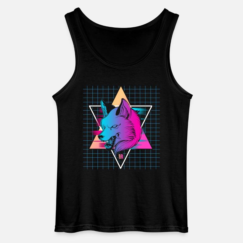 Japan Vaporwave Wolf - Gildan Männer Tank Top - Schwarz