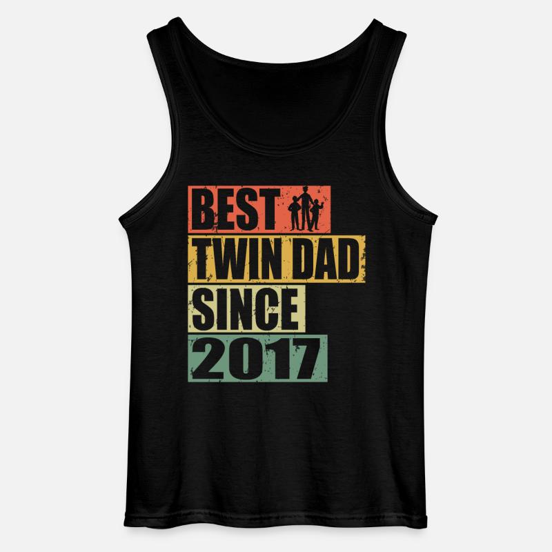 Zwillinge Vater Zwillingsvater seit 2017 - Gildan Männer Tank Top - Schwarz