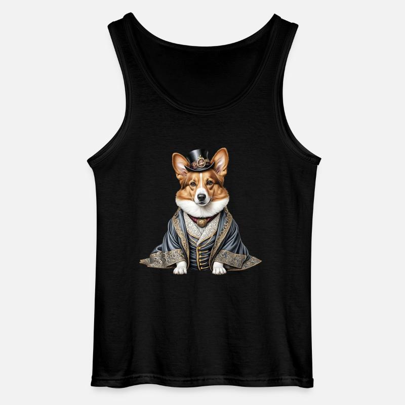 Aristocrat Corgi - Gildan Men’s Tank Top - black