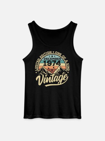 Original December 1974 - 51st Birthday Gift - Gildan Men’s Tank Top - black