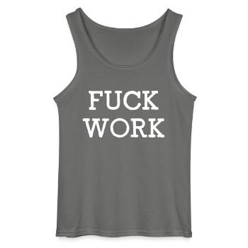 Fuck Work - Gildan Männer Tank Top - Anthrazit - Vorne - AI Model Male 185 dark (185cm)