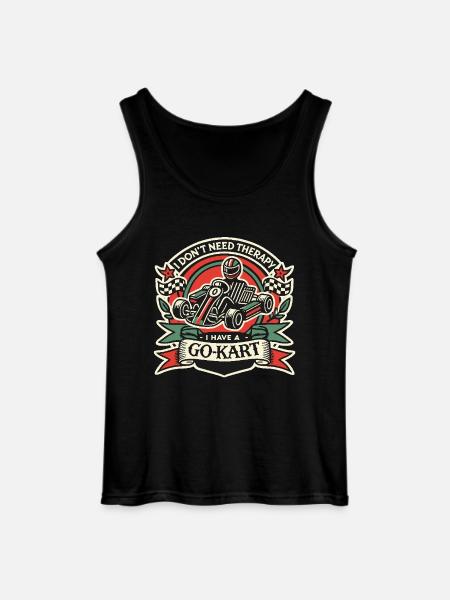 Go-Kart Driver Retro Saying Design - Gildan Men’s Tank Top - black