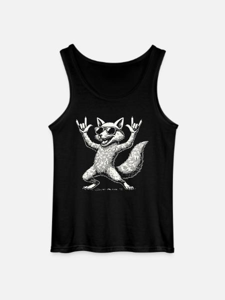 Rock Music Funny Fox Concert - Gildan Men’s Tank Top - black