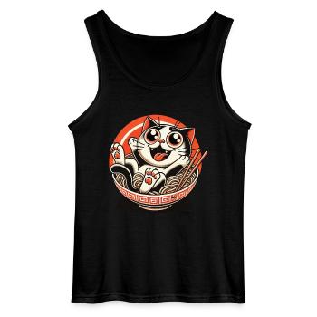 Japanische Streetwear Ramen Nudeln Katze - Gildan Männer Tank Top - Schwarz - Vorne - AI Model Male 185 dark (185cm)
