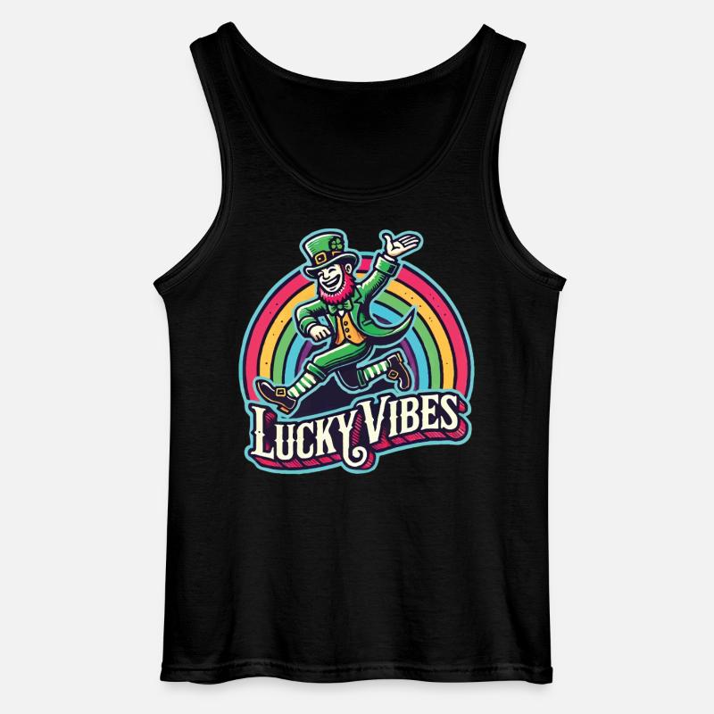 Saint-Patrick Lucky Vibes Arc-en-ciel - Débardeur Gildan Homme - noir