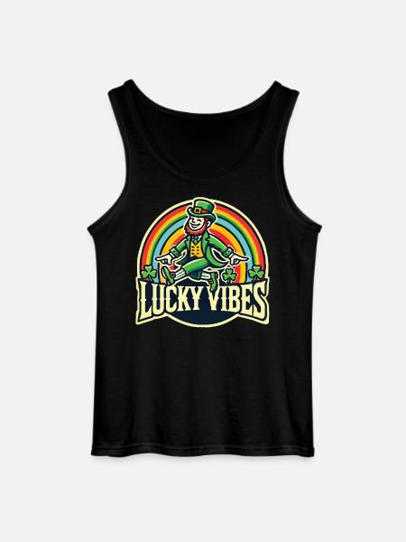 Saint-Patrick Lucky Vibes Arc-en-ciel - Débardeur Gildan Homme - noir