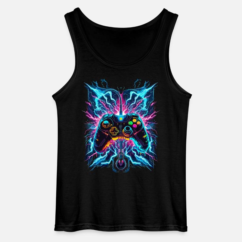 Neon Blitz Power Gaming Controller - Gildan Men’s Tank Top - black