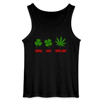 CANNABIS - NORMAL LUCKY SUPER LUCKY - WEED - Gildan Men’s Tank Top - black - Front - AI Model Male 185 dark (185cm)