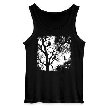Krähe Rabe Dunkler Wald , Gothic-Grafik - Gildan Männer Tank Top - Schwarz - Vorne - AI Model Male 185 dark (185cm)