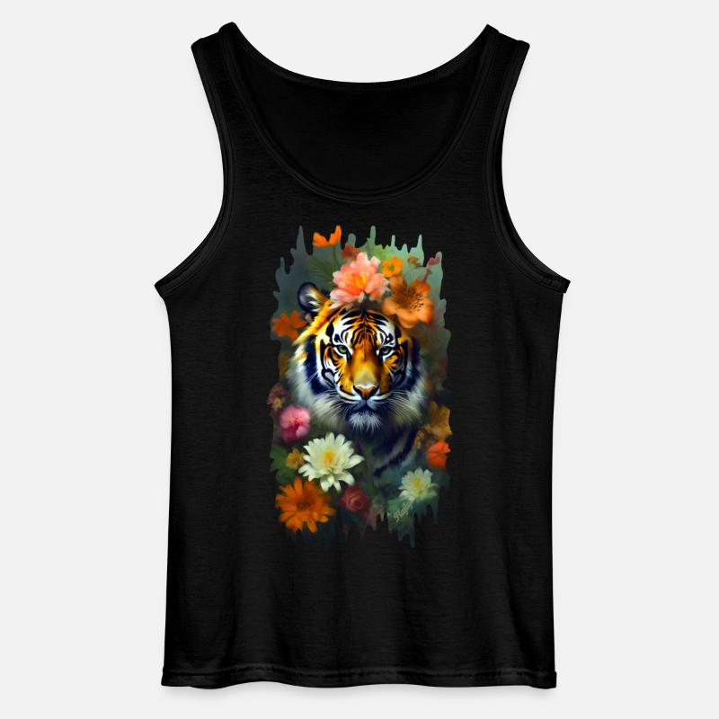 Tiger zwischen den Blumen 🌸💛 - Gildan Männer Tank Top - Schwarz