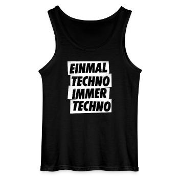 EINMAL TECHNO IMMER TECHNO - Gildan Männer Tank Top - Schwarz - Vorne - AI Model Male 185 dark (185cm)