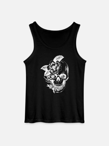 skull and flowers - Gildan Men’s Tank Top - black