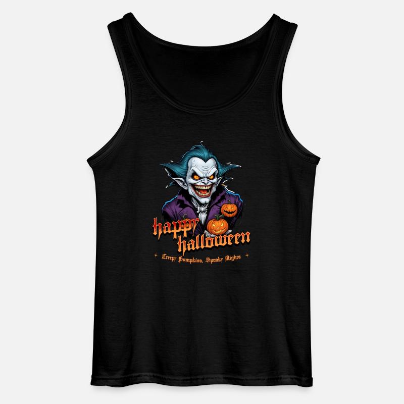Halloween Vampire with Pumpkins - Gildan Men’s Tank Top - black