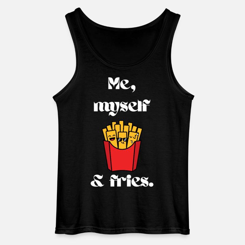 Pommes Spruch - Gildan Männer Tank Top - Schwarz