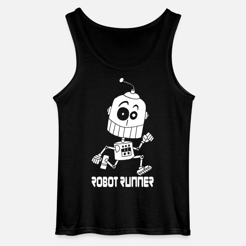 Weißer Laufroboter - Gildan Männer Tank Top - Schwarz
