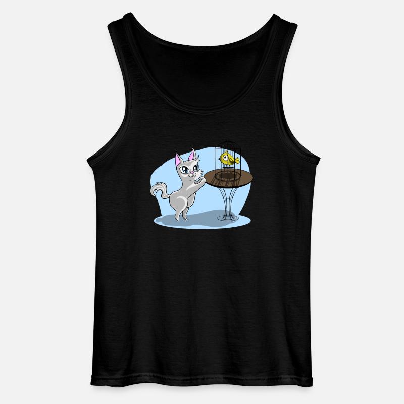 Katze mit Vogel - Gildan Männer Tank Top - Schwarz