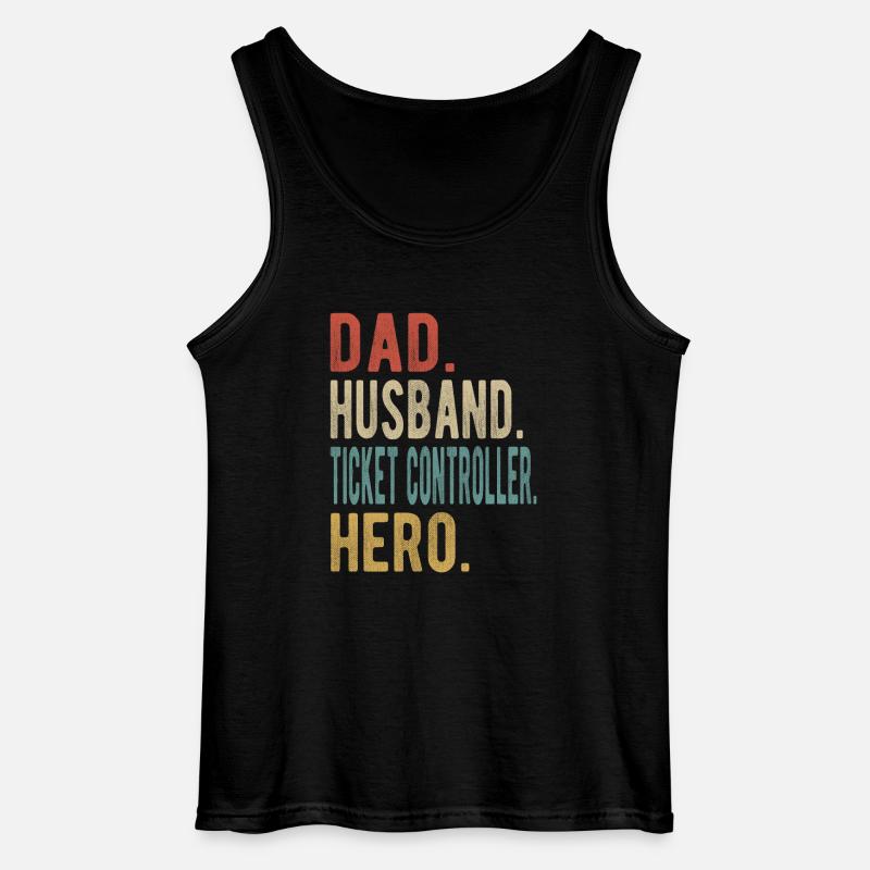 Ticketcontroller Papa Ehemann Held - Gildan Männer Tank Top - Schwarz