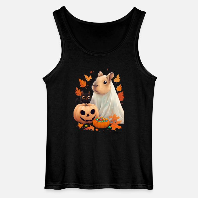 Halloween Capybara Katze Geist Geschenkidee - Gildan Männer Tank Top - Schwarz