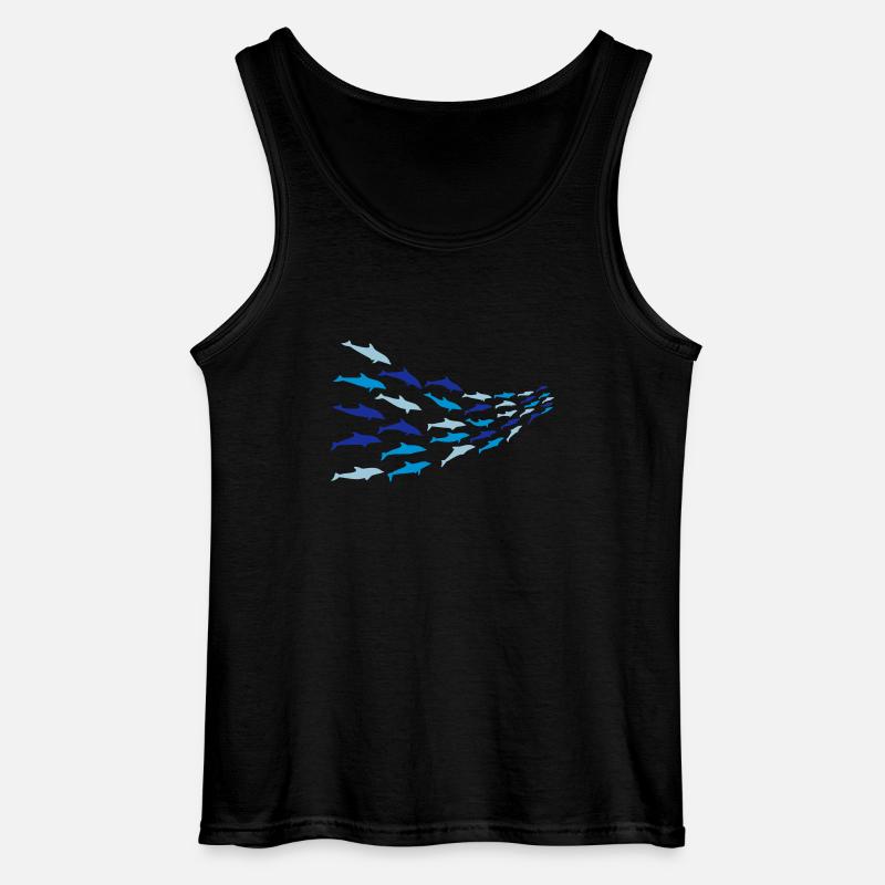 Delfinschule Vektormotiv - Gildan Männer Tank Top - Schwarz