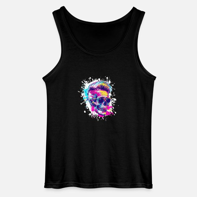 Totenkopf Party Techno - Gildan Männer Tank Top - Schwarz