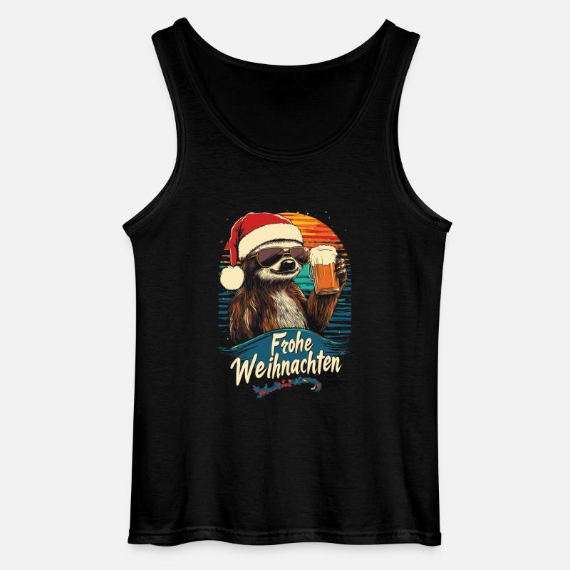 Faultier Weihnachten Bier - Gildan Männer Tank Top - Schwarz