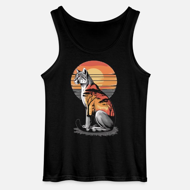 Savannah Cat Sunset - Gildan Männer Tank Top - Schwarz
