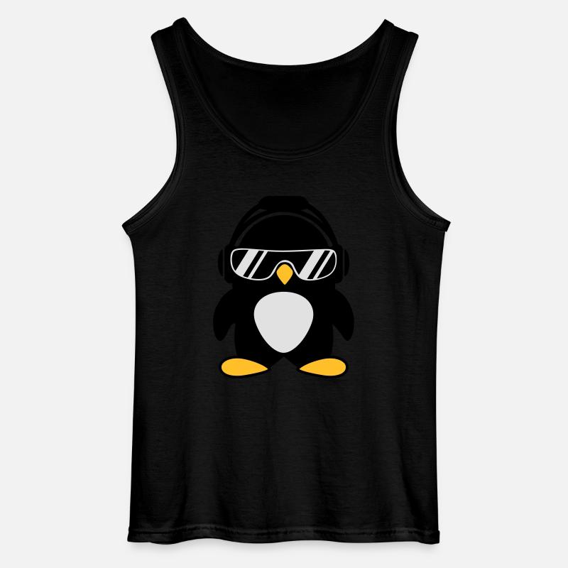 Pinguin mit Kopfhörer - Gildan Männer Tank Top - Schwarz