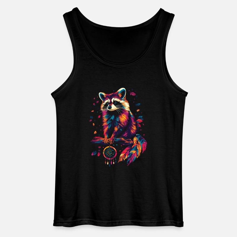 Waschbär mit Traumfänger - Gildan Männer Tank Top - Schwarz