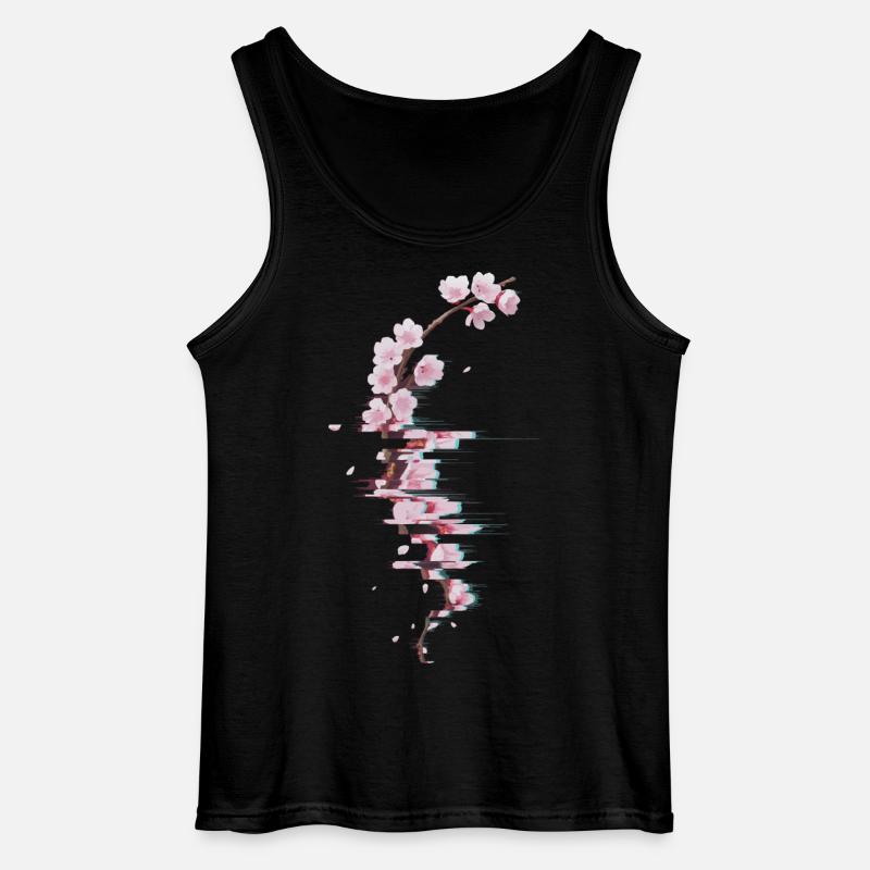 Glitch Kirschblüte moderner Blütenzweig - Gildan Männer Tank Top - Schwarz
