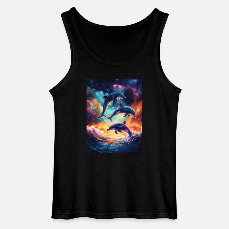 Bunte Delfine Galaxy - Gildan Männer Tank Top - Schwarz