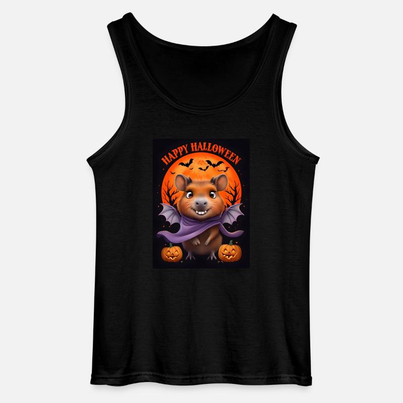 Halloween Capybara Ghost Gift Idea - Gildan Men’s Tank Top - black
