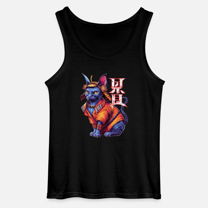 Samurai-Katze - Ninja-Kätzchen - Gildan Männer Tank Top - Schwarz