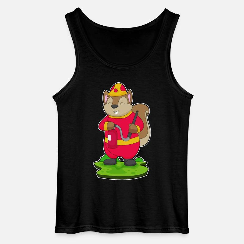 Squirrel Firefighter Fire Hose - Gildan Men’s Tank Top - black