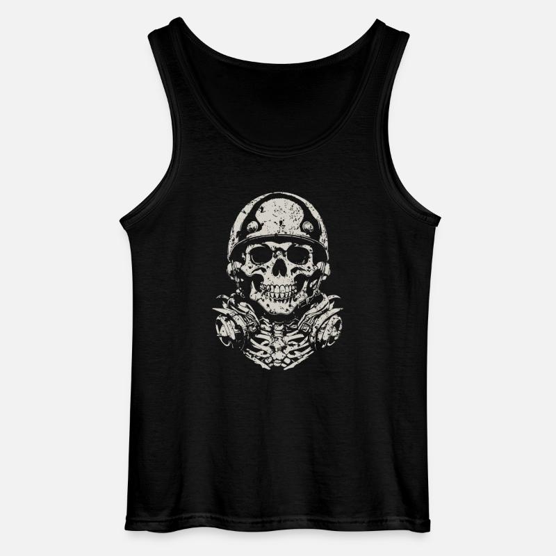 Skull mit Helm - Gildan Männer Tank Top - Schwarz