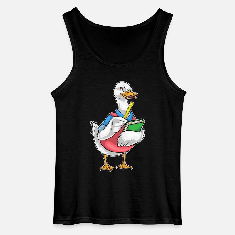 Duck Math Teacher Ruler - Gildan Men’s Tank Top - black