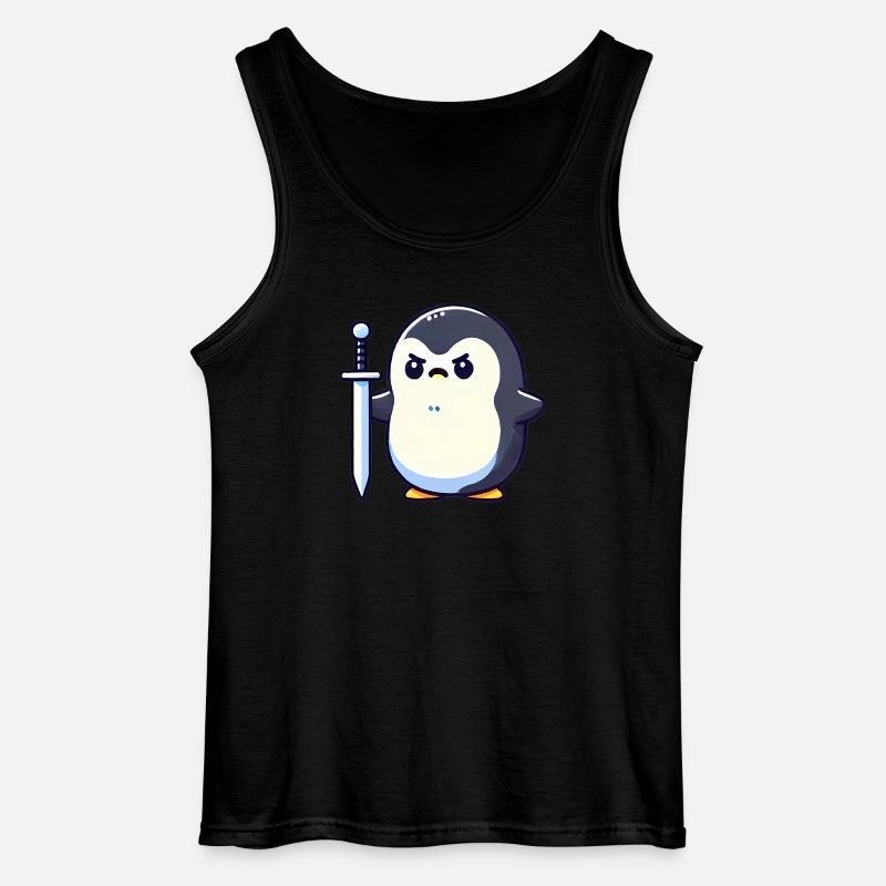 Winziger Pinguin-Krieger - Gildan Männer Tank Top - Schwarz