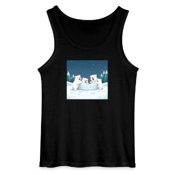 Spielende Eisbären bauen ein Iglu - Winter cartoon - Gildan Männer Tank Top - Schwarz - Vorne - AI Model Male 185 dark (185cm)